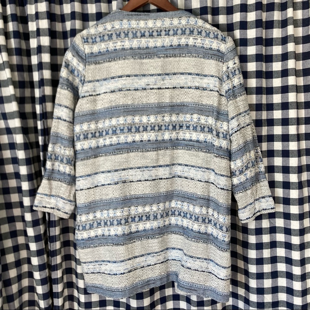 H&M Blue & White Jacquard Open Front Longline Jacket - Picture 5 of 5